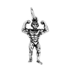 Anhänger Bodybuilding, Bodybuilder in echt Sterling-Silber 925 oder Gold, Charm, Ketten- oder Bettelarmband-Anhänger