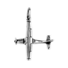 Anhänger Flugzeug mit Propeller in echt Sterling-Silber 925 oder Gold, Charm, Ketten- oder Bettelarmband-Anhänger