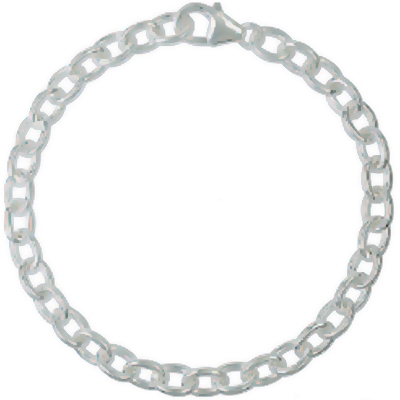 Armband / Ankerkette rund j282 mit Schmuck-Karabiner-Verschluss und beweglicher Öse in Silber 925/000 für Anhänger oder Charms