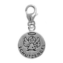 Anhänger Schutzengel in echt Sterling-Silber 925, Charm mit Karabiner, Ketten- oder Bettelarmband-Anhänger
