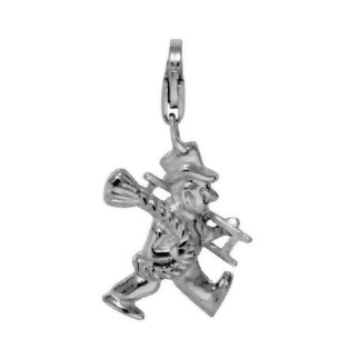 Anhänger Schornsteinfeger in echt Sterling-Silber 925, Charm mit Karabiner, hochwertiger Ketten- oder Bettelarmband-Ein-/Anhänger