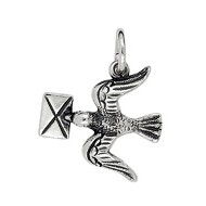 Anhänger Brieftaube in echt Sterling-Silber 925 oder Gold, Charm, Ketten- oder Bettelarmband-Anhänger