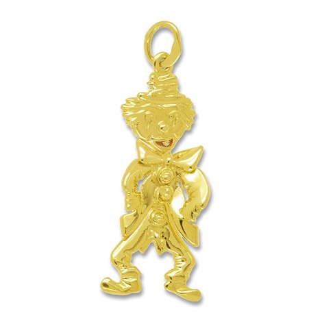 Anhänger Clown in echt Sterling-Silber 925 oder Gelbgold, Ketten- oder Schlüssel-Anhänger