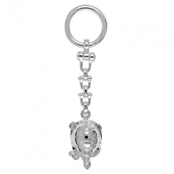 Schlüsselanhänger Schildkröte in echt Sterling-Silber 925 inklusive Schlüsselring und Kette