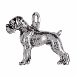 Anhänger Boxer, Hund in echt Sterling-Silber 925 oder Gold, Ketten- oder Schlüssel-Anhänger