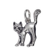 Anhänger Katze in echt Sterling-Silber 925 oder Gold, Charm, Ketten- oder Bettelarmband-Anhänger