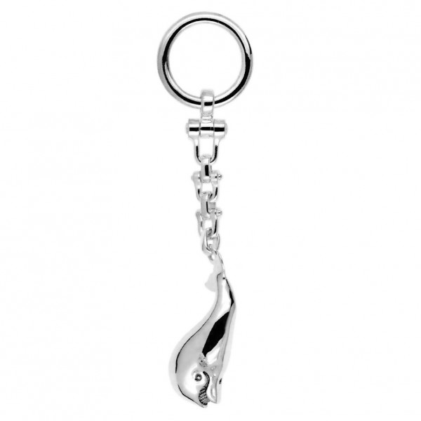 Schlüsselanhänger Walfisch in echt Sterling-Silber 925 weiß inklusive Schlüsselring und Kette
