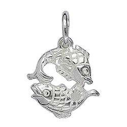 Anhänger Fische, Sternzeichen in echt Sterling-Silber 925 oder Gold, Charm, Ketten- oder Bettelarmband-Anhänger
