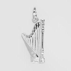 Anhänger Harfe in echt Silber oder Gelbgold, Charm, Ketten- oder Bettelarmband-Anhänger