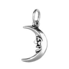 Anhänger Mondsichel in echt Sterling-Silber 925 oder Gold, Charm, Ketten- oder Bettelarmband-Anhänger