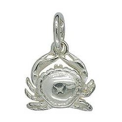 Anhänger Krebs, Sternzeichen in echt Sterling-Silber 925 weiß oder Gold, Charm, Ketten- oder Bettelarmband-Anhänger