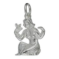 Anhänger Jungfrau, Sternzeichen, Tierkreiszeichen in echt Sterling-Silber 925 oder Gold, Charm, Ketten- oder Bettelarmband-Anhänger