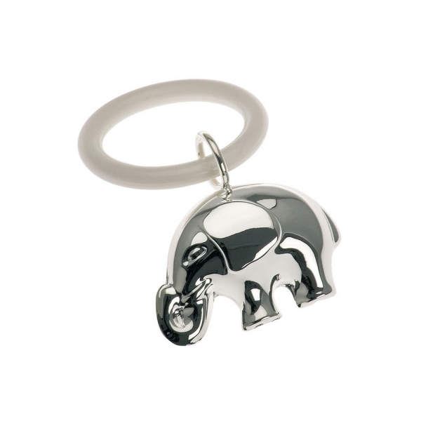 Kinderrassel mit Beißring Elefant hochwertig versilbert