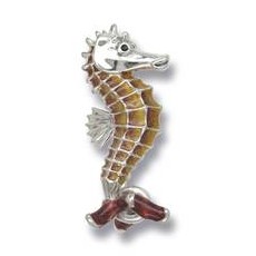 Zierfigur Seepferdchen in echt Sterling-Silber 925 emailliert, Standmodell