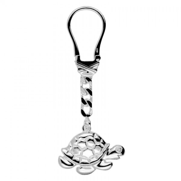 Schlüsselanhänger Schildkröte in echt Sterling-Silber 925 inklusive Schlüsselring und Kette