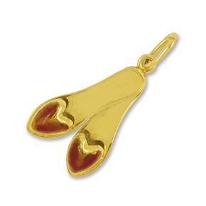 Anhänger Pantoffeln, Hausschuhe, Charm in echt Gelbgold 585, hochwertiger Ketten- oder Bettelarmbandanhänger