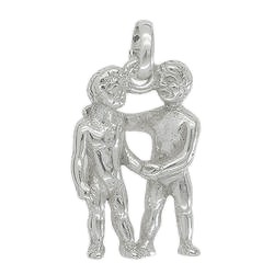 Anhänger Zwillinge, Tierkreiszeichen in echt Sterling-Silber 925 oder Gold, Ketten- oder Schlüssel-Anhänger