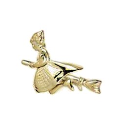 Anhänger Hexe in echt Sterling-Silber 925 oder Gelbgold, Charm, Ketten- oder Bettelarmband-Anhänger