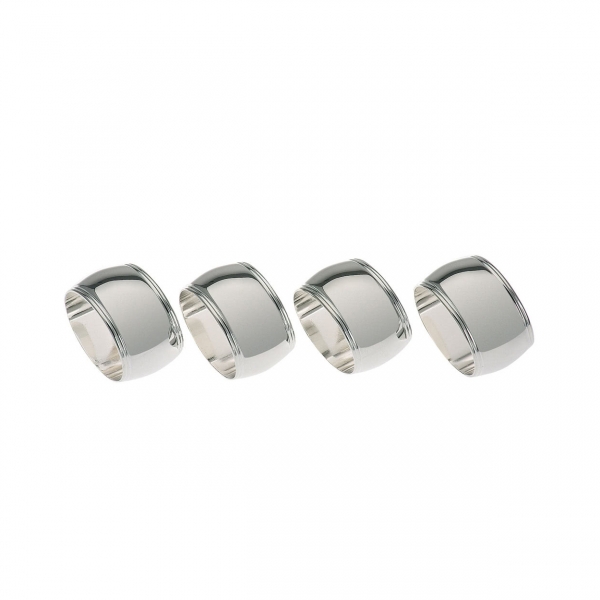 Serviettenring-Garnitur versilbert, 4-teilig, oval