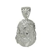 Anhänger Jesus Kopf in echt Sterling-Silber mit Zirkonia, Ketten- oder Schlüssel-Anhänger