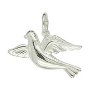 Anhänger Taube in echt Sterling-Silber 925 weiß oder Gold, Charm, Ketten- oder Bettelarmband-Anhänger