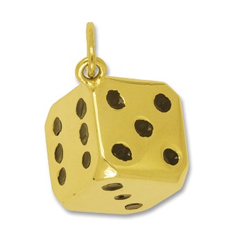 Anhänger Würfel in echt Gold 585, Charm, Ketten- oder Bettelarmband-Anhänger