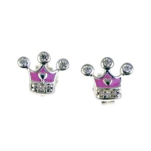 Ohrstecker-Paar Krone in echt Sterling-Silber 925 mit Zirkoniasteinen