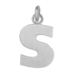 Anhänger Buchstabe "S" in echt Sterling-Silber 925 weiß, Ketten- oder Schlüssel-Anhänger