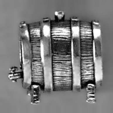 Zierfigur Weinfass in echt Sterling-Silber 925, Standmodell