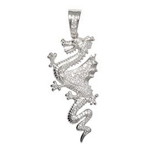 Anhänger Drache in echt Sterling-Silber 925 mit Zirkonia, Kettenanhänger oder Schlüssel-Anhänger 