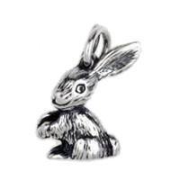 Anhänger Hase in echt Sterling-Silber 925 oder Gold, Charm, Ketten- oder Bettelarmband-Anhänger