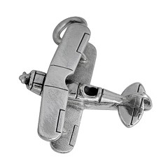Anhänger Flugzeug Doppeldecker in echt Sterling-Silber 925 oder Gold, Ketten- oder Schlüssel-Anhänger