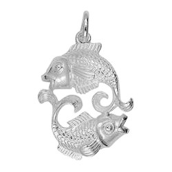 Anhänger Fische, Sternzeichen, Tierkreiszeichen in echt Sterling-Silber 925 oder Gold, Ketten- oder Schlüssel-Anhänger