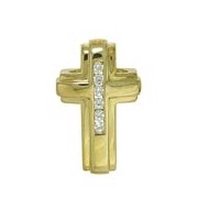Anhänger Kreuz in echt Gelbgold 585 mit Zirkonia, Charm, Ketten- oder Bettelarmband-Anhänger