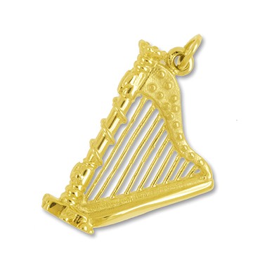 Anhänger Harfe in echt Sterling-Silber 925 oder Gold, Charm, Ketten- oder Bettelarmband-Anhänger