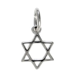 Anhänger Davidstern in echt Sterling-Silber 925, Charm, Ketten- oder Bettelarmband-Anhänger