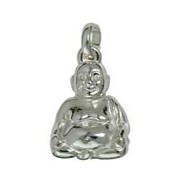 Anhänger Buddha in echt Sterling-Silber 925 oder Gelbgold, Charm, Ketten- oder Bettelarmband-Anhänger