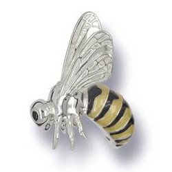 Zierfigur Wespe in echt Sterling-Silber 925 emailliert, Standmodell