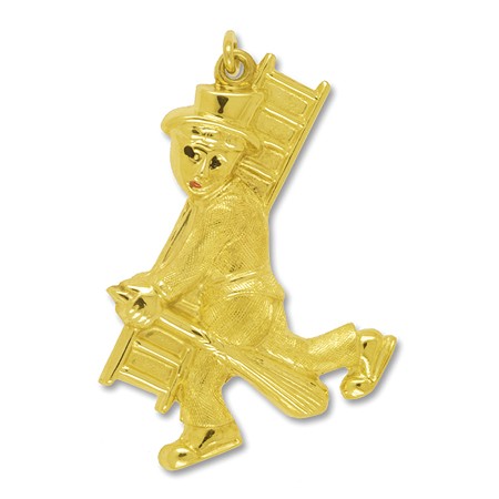 Anhänger Kaminkehrer, Kaminfeger in echt Gold, Ketten- oder Schlüssel-Anhänger