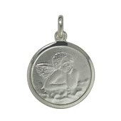 Anhänger Schutzengelplättchen in echt Sterling-Silber 925, Charm, Ketten- oder Bettelarmband-Anhänger