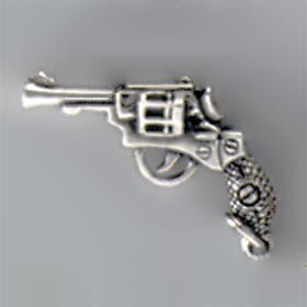 Anhänger Revolver, Pistole in echt Sterling-Silber oder Gold, Charm, Ketten- oder Bettelarmband-Anhänger