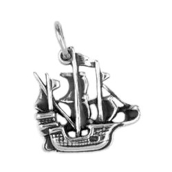 Anhänger Segelschiff, Piratenschiff, Kraweelschiff, Kogge in echt Sterling-Silber 925 oder Gold, Charm, Ketten- oder Bettelarmband-Anhänger