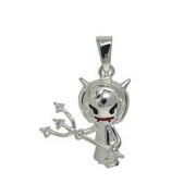 Anhänger Teufelchen in echt Sterling-Silber 925 mit Zirkoniastein, Charm, Ketten- oder Bettelarmband-Anhänger