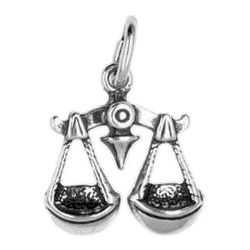 Anhänger Waage, Tierkreiszeichen in echt Sterling-Silber 925 oder Gold, Charm, Ketten- oder Bettelarmband-Anhänger