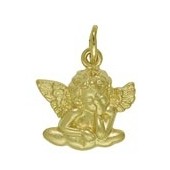 Anhänger Engelskopf, Putte in echt Sterling-Silber oder Gelbgold, Charm, Ketten- oder Bettelarmband-Anhänger