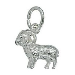 Anhänger Widder, Sternzeichen in echt Sterling-Silber 925 weiß oder Gold, Charm, Ketten- oder Bettelarmband-Anhänger