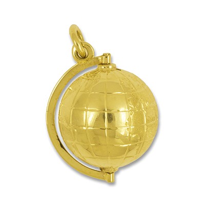Anhänger Erdglobus in Gelbgold 585, Charm, Ketten- oder Bettelarmband-Anhänger