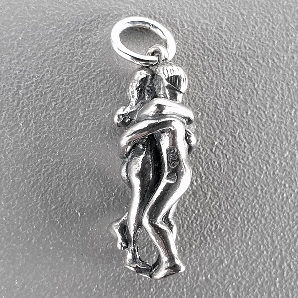 Anhänger Liebespaar in echt Sterling-Silber 925 oder Gold, Charm, Ketten- oder Bettelarmband-Anhänger