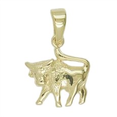 Anhänger Stier, Tierkreiszeichen, Sternzeichen in echt Gelbgold 585, Charm, Ketten- oder Bettelarmband-Anhänger