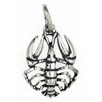 Anhänger Krebs, Tierkreiszeichen in echt Sterling-Silber 925 oder Gold, Charm, Ketten- oder Bettelarmband-Anhänger